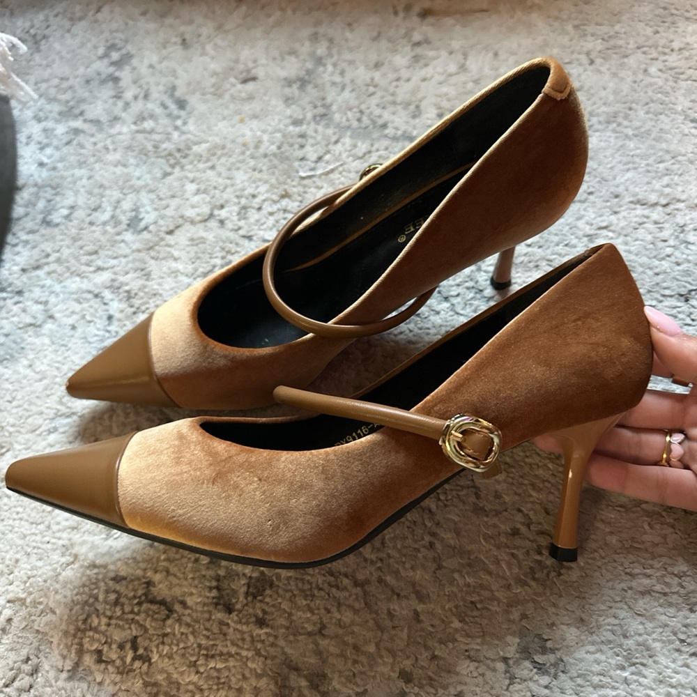 Elegant Brown Heels with Strap